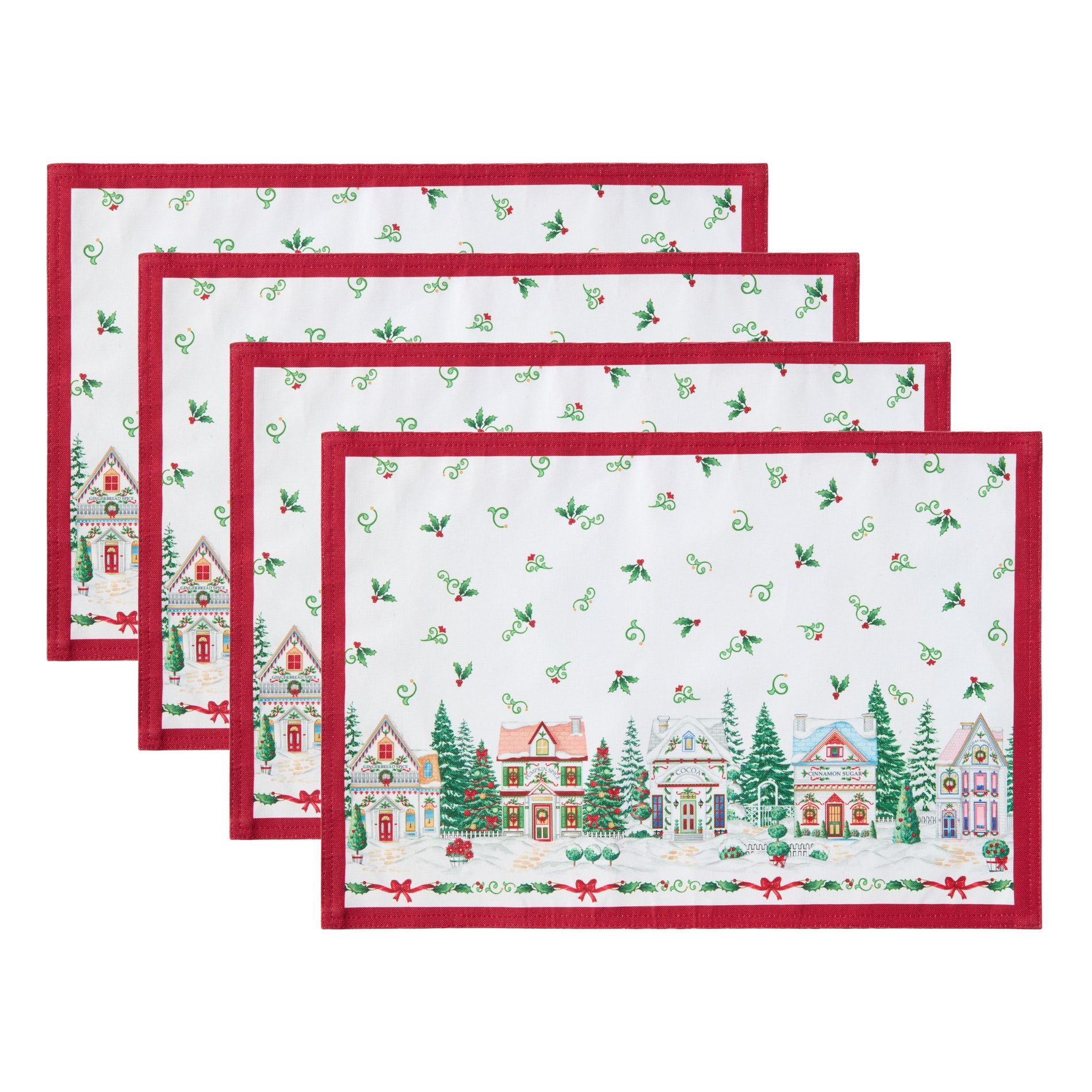 Lenox Spice Village Christmas Placemats, Set of 4, Multicolor - 13"W x 19"L