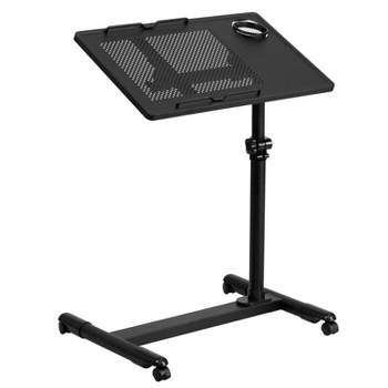 Black Adjustable Height Steel Mobile Computer Desk - Flash Furniture