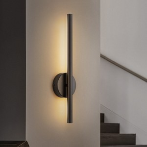 Rennnsan Drevara 13"-19"H Hardwired Linear Modern LED Dimmable Wall Sconce in Black - 1 of 4