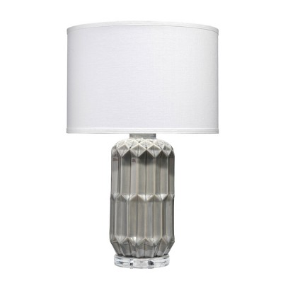 Lumina Facetted White Ceramic 28" Table Lamp with Linen Shade