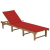 vidaXL Patio Lounge Chair with Cushion Folding Sunlounger Solid Acacia Wood - Red - 2 of 4