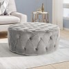 Modern Large Round Ottoman,Velvet Upholstered Tufted Round Standard Ottoman,Ottoman For Living Room Decor,Versatile Foot Stool-Cuddlewood - 2 of 4