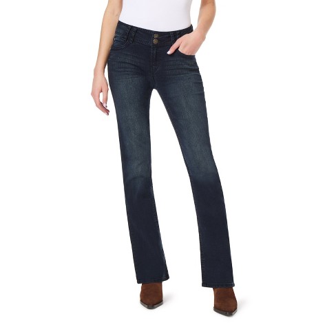 WallFlower Dames Luscious Curvy Bootcut Mid-Rise Insta Stretch Juniors Jeans (Standaard en Plus), Basilicum, 1 Short