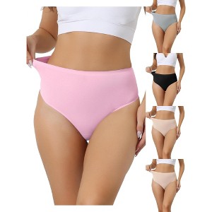 Allegra K Women's High Waist Tummy Control Stretch T-back Breathable Comfortable Thongs Multicolored - 1 of 4