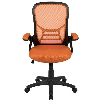 High Back Orange Mesh Ergonomic Swivel Office Chair with Adjustable Arms