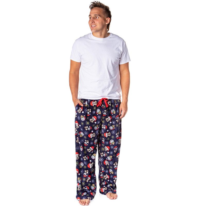 Disney Mickey Mouse Men's Santa Characters Minky Plush Fleece Pajama Pants, 3 of 7