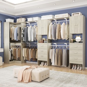 Besiost Set of 3 Corner Closet System with 8 Hanging Rods and 6 Drawers, 10 FT-12 FT Walk-In Closet Organizer - 1 of 4