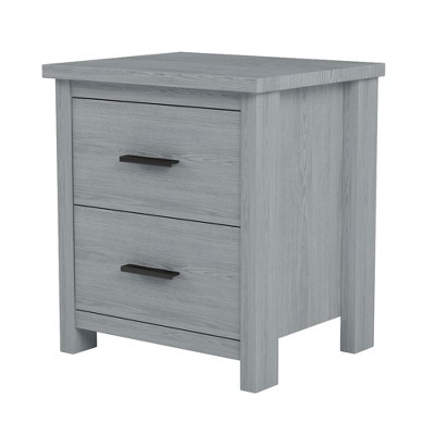 Dexmalle Vintage Wooden Nightstand with Two Drawers for Bedroom