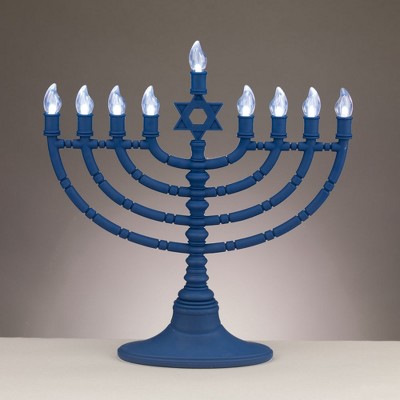 Rite Lite 11.5" Star of David LED Bulbs Electric Hanukkah Menorah - Blue/Clear