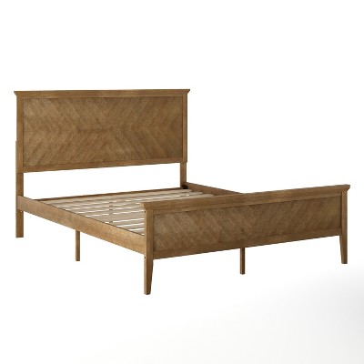 Emma and Oliver Platform Bed Frame with Solid Wood Construction, Matching Headboard/Footboard, and Wood Slatted Foundation