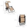 Best Choice Products Folding Zero Gravity Recliner Patio Lounge Chair w/ Canopy Shade, Headrest, Tray - 2 of 4