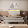 Twin/Full/Queen Bed Frame with Charging Station, LED Lights & Upholstered Headboard - No Box Spring Needed - 3 of 4