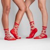 LECHERY Women's Hearts & Lips Sheer Crew Socks (2 Pairs) - 3 of 4
