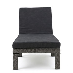 GDFStudio Venice Outdoor Wicker Armless Adjustable Chaise Lounge with Cushion, Mixed Black/Dark Gray - 1 of 4