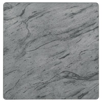 Gray Faux Marble and Black Square End Table