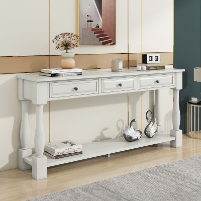 63" Narrow Console Table with Drawers and Shelf, Hallway Table for Entryway, Hallway, Living Room - Maison Boucle