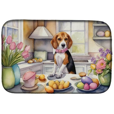 Decorating Easter Beagle Dish Drying Mat Absorbent Dish Drying Mat Pad for Kitchen Counter Dish Drainer Mat for Countertop, 14 x 21", Multicolor