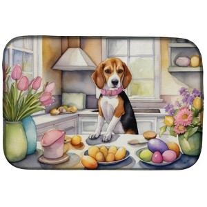 Decorating Easter Beagle Dish Drying Mat Absorbent Dish Drying Mat Pad for Kitchen Counter Dish Drainer Mat for Countertop, 14 x 21", Multicolor - 1 of 4