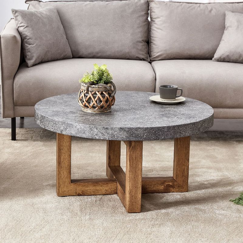 31.4 inches Modern Retro Round Coffee Table for Living Room - The Pop Home, 1 of 9