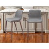 HomeRoots Set of Two 26" Slate Gray and Brown Faux Leather and Steel Counter Height Bar Chairs - 2 of 4