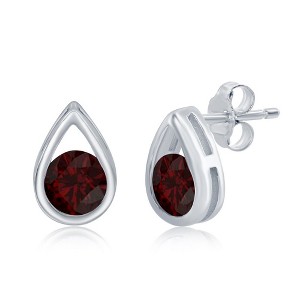Simona Sterling Silver Birthstone Pear-shaped Studs - 1 of 2