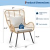 Patio Dining Chairs Set of 2, Outdoor Wicker Club Chair with Cushions, All Weather Wicker Armchairs, Small Patio Boho Bistro Sets Conversation Chairs - 2 of 4