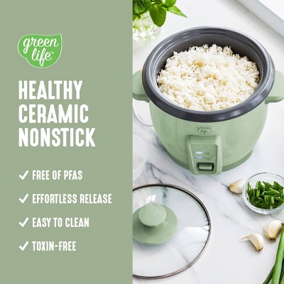 GreenLife 1.5qt Rice Cooker Green Sage