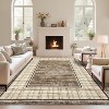 10x13 Camel Modern Plaid Washable Rug – Low Pile, Large Non-Slip Soft Stain-Resistant Carpet, Foldable Floor Mat for Bedroom or Nursery. - 3 of 4