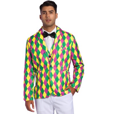 Lars Amadeus Men's One Button Slim Fit Prom Printed Blazer