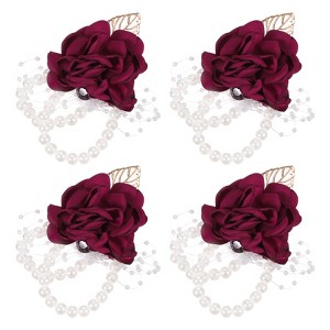 Unique Bargains Decorative Wedding Prom Party Artificial Rose Wrist Corsages 3.54" x 2.76" - 1 of 3