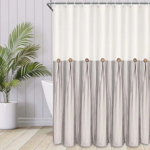 LunaLulinlk Shower Curtain, Farmhouse Button Waterproof Fabric Bathroom Curtain - 1 of 4