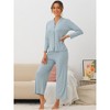 cheibear Women's Long Sleeve Button Down Top with Pants Pajama Sets 2 Pcs - 2 of 4