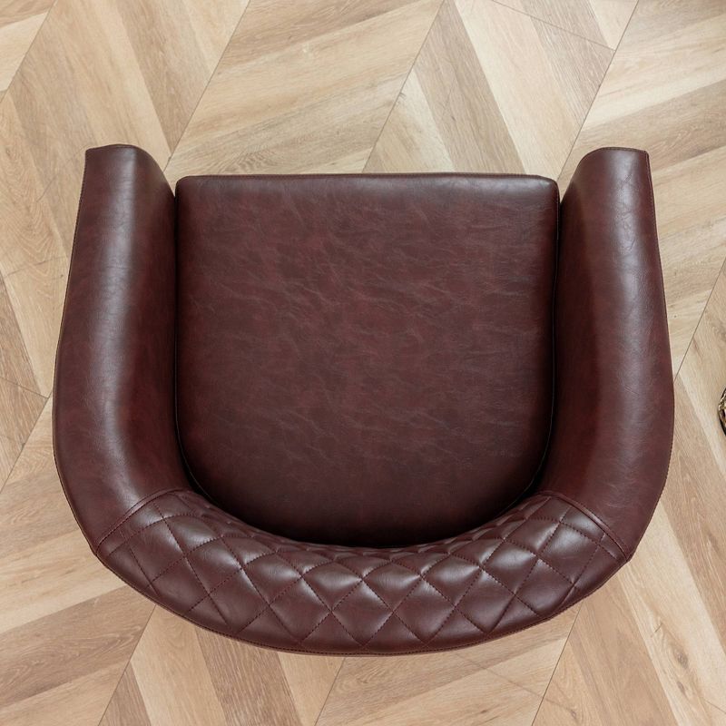  Tufted Faux Leather Barrel Club Chair - Kinwell, 5 of 11