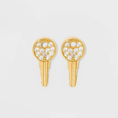 SUGARFIX by BaubleBar Crystal Key Delicate 14k Earrings - Gold