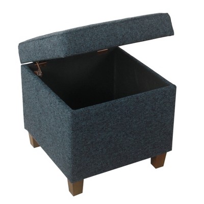Small Textured Navy Tufted Storage Ottoman