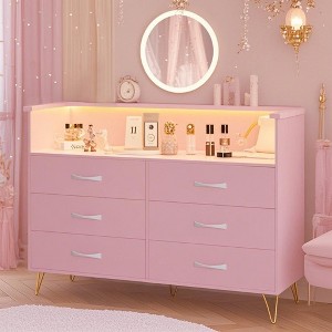 Acekool Smart Dresser - 6 Drawer LED Storage with Charging Station - 1 of 4