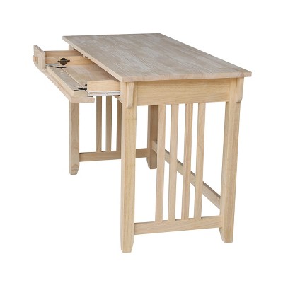 Solid Wood Mission Computer Desk with Drawer and Keyboard Tray