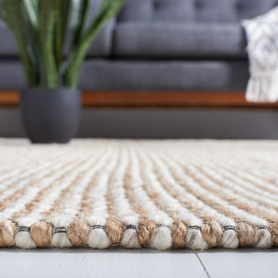 Natural Beige Hand-Tufted Wool and Synthetic Area Rug, 4' x 6'