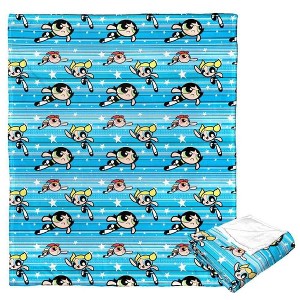 Cartoon Network Powerpuff Girls Flying Fast Silk Touch Throw Blanket 50x60 Inches - 1 of 4