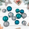Northlight 2-Finish Glass Christmas Ball Ornaments - 4" & 3.25" - Turquoise and Silver - 72ct - 2 of 4