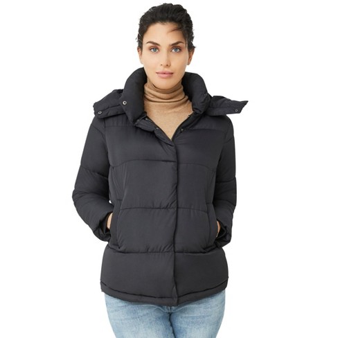 Ellos Women's Plus Size Short Hooded Puffer, 28 - Black : Target