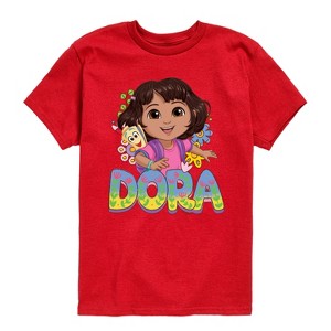 Boys' - Dora the Explorer - Logo Map And Flowers Short Sleeve Graphic T-Shirt - 1 of 3