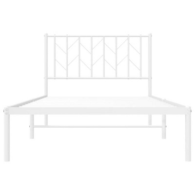 vidaXL Metal Bed Frame without Mattress with Headboard White Twin XL