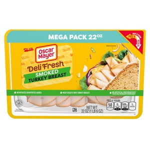 Oscar Mayer Deli Fresh Smoked Turkey Breast Sliced Lunch Meat Mega Pack - 22oz - 1 of 4