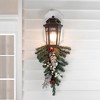 Northlight 20" Pre-lit Decorated Green Pine Artificial Teardrop Christmas Swag, Cool White LED Lights - 2 of 4