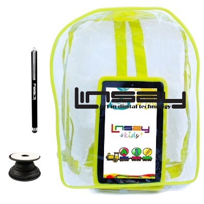 LINSAY 7" Kids 64GB Storage New Android 13 Tablet Kids Funny with Defender Case and Backpack Dual Camera