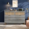 Whizmax 6 Drawer Rattan Dresser, Narrow Wicker Chest of Drawer with Railed Edge, Metal Legs, Gold Handles, Wooden Storage Dresser for Bedroom,Nursery - 2 of 4