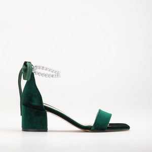 Illy - Green Velvet Sandals with Pearls | Forever & Always Shoes - 1 of 4
