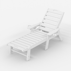 COZONY Oversized Adjustable Patio Lounge Chair with Wheels and Cup Holder, Outdoor Chaise for Poolside and Deck - 1 of 4