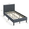Yukimo Twin Upholstered Bed Frame with Button Tufted Headboard, Solid Wood Slat Support Metal Platform Bed with Storage Space - 4 of 4